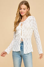 Load image into Gallery viewer, Best Day Bubble Lace Tie Blouse
