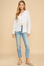 Load image into Gallery viewer, Best Day Bubble Lace Tie Blouse