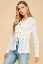 Load image into Gallery viewer, Best Day Bubble Lace Tie Blouse