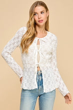 Load image into Gallery viewer, Best Day Bubble Lace Tie Blouse