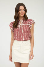 Load image into Gallery viewer, Tied With Grace Floral Ruffle Top