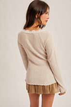Load image into Gallery viewer, Lace Embrace Ribbed Henley Top