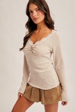 Load image into Gallery viewer, Lace Embrace Ribbed Henley Top