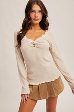 Load image into Gallery viewer, Lace Embrace Ribbed Henley Top