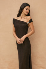 Load image into Gallery viewer, Aurora Glow Metallic Trim Maxi Dress