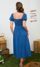 Load image into Gallery viewer, Simple Days Puff Sleeve Denim Midi Dress