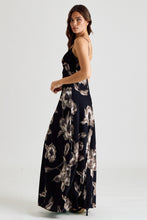 Load image into Gallery viewer, Midnight Bloom Deep V Maxi Dress