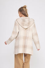 Load image into Gallery viewer, Frosted Plaid Hoodie Cardigan