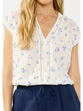 Load image into Gallery viewer, Morning Mist Floral Lace Trim Top