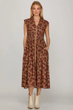 Load image into Gallery viewer, Vineyard Stroll Zip Front Dress