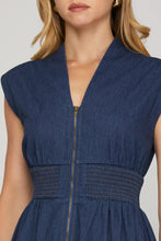 Load image into Gallery viewer, Indigo Breeze Zip Front Midi Dress