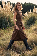 Load image into Gallery viewer, Cocoa Delight Zip Front Midi Dress