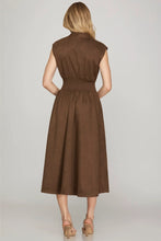Load image into Gallery viewer, Cocoa Delight Zip Front Midi Dress