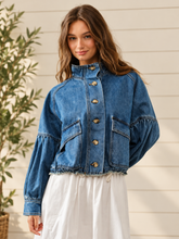 Load image into Gallery viewer, Yountville Balloon Sleeve Denim Jacket