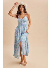 Load image into Gallery viewer, Blue Iris Floral Maxi Dress