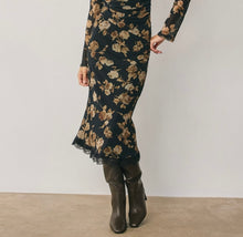 Load image into Gallery viewer, Nightfall Rose Floral Maxi Skirt
