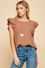 Load image into Gallery viewer, Morning Mocha Ruffled Sleeves Top
