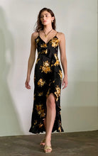 Load image into Gallery viewer, Night Fall Satin Ruffled Maxi Dress
