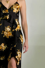 Load image into Gallery viewer, Night Fall Satin Ruffled Maxi Dress
