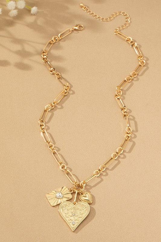 Three Heart Charm Necklace