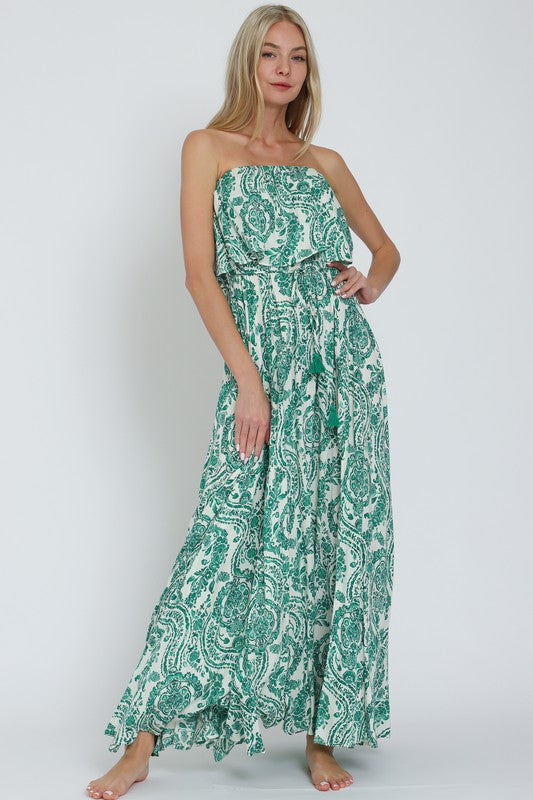 Emerald Air Strapless Maxi Dress