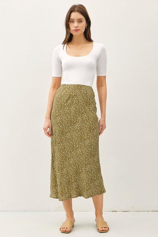 Spot On Printed Midi Skirt
