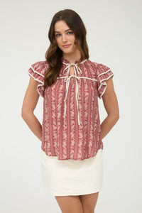 Tied With Grace Floral Ruffle Top