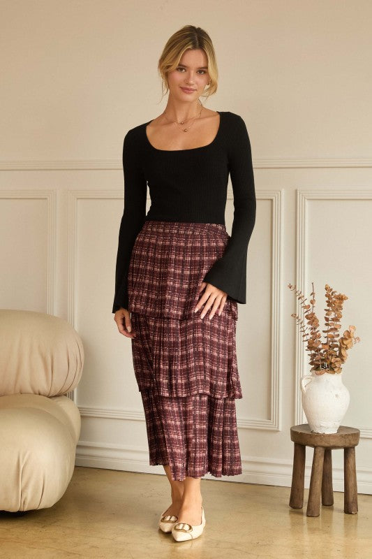 Mad For Plaid Tiered Maxi Skirt