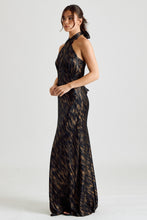 Load image into Gallery viewer, Bronzed Beauty Metallic Halter Maxi Dress
