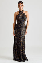Load image into Gallery viewer, Bronzed Beauty Metallic Halter Maxi Dress
