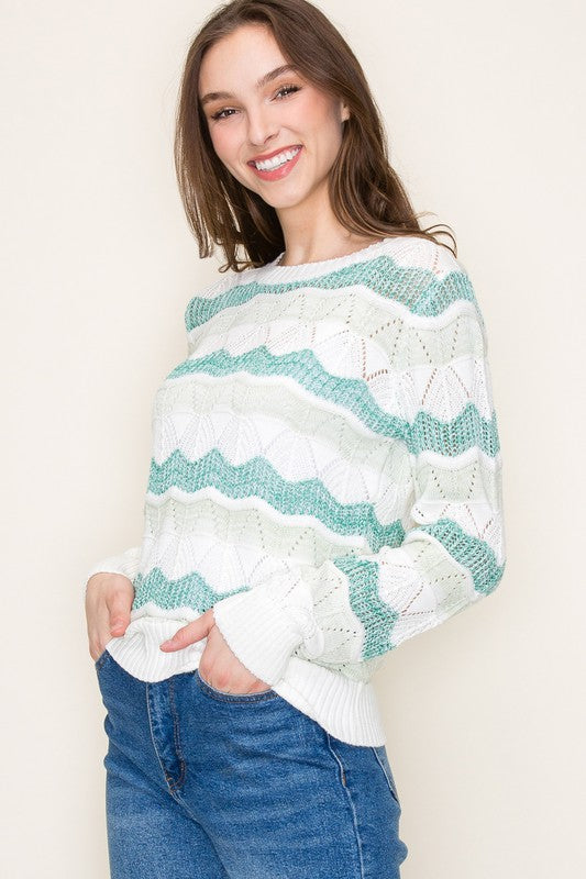 Sound Waves Color Block Sweater