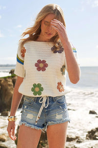 Dancing Daisies Embroidered Sweater