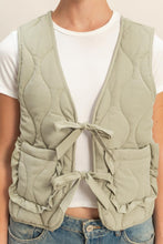 Load image into Gallery viewer, Vianna Tie Front Quilted Vest
