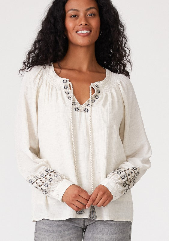 Feel Your Best Embroidered Long Sleeve Top