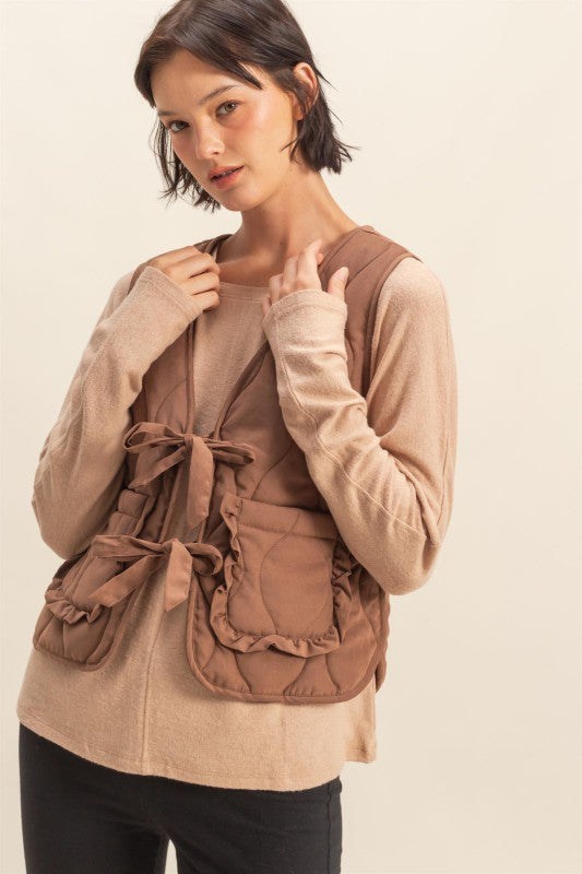 Vianna Tie Front Quilted Vest