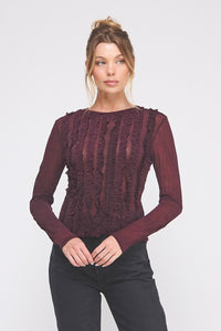 Mood Setter Ruffled Sheer Top