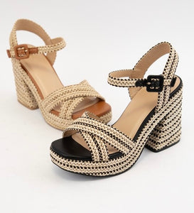 Yara Raffia Platform Heels