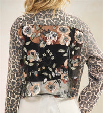 Load image into Gallery viewer, Wild Thyme Lace Leopard Denim Jacket

