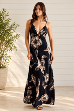 Load image into Gallery viewer, Midnight Bloom Deep V Maxi Dress
