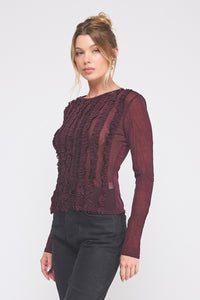 Mood Setter Ruffled Sheer Top