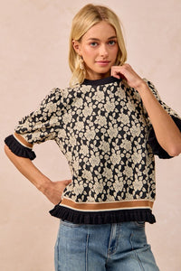 Midnight Rose Printed Sweater
