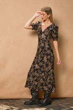 Load image into Gallery viewer, Galaxy Floral Puff Sleeve Maxi Dress
