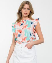 Load image into Gallery viewer, Watercolor Beauty Flutter Sleeve Top
