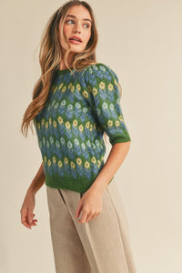 Pretty As A Peacock Short Sleeve Sweater