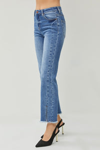 Daring High Rise Split Straight Jean