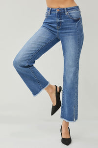 Daring High Rise Split Straight Jean