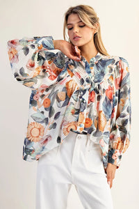 Sapphire Bloom Floral Blouse