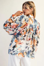 Load image into Gallery viewer, Sapphire Bloom Floral Blouse
