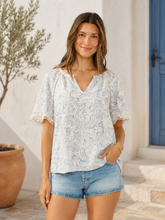 Load image into Gallery viewer, Capri Coast Lace Trim Top
