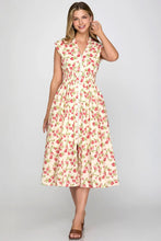 Load image into Gallery viewer, Hibiscus Kiss Floral Zip MIdi Dress
